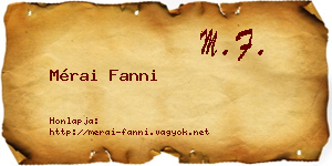 Mérai Fanni névjegykártya